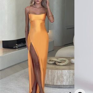Gold Spaghetti Strap Bodycon Maxi Dress